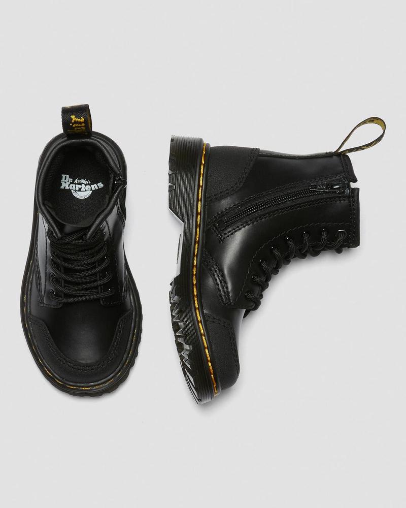 Dr Martens Toddler 1460 Overlay Læder Fritidsstøvler Børn Sort | DK 664NWY